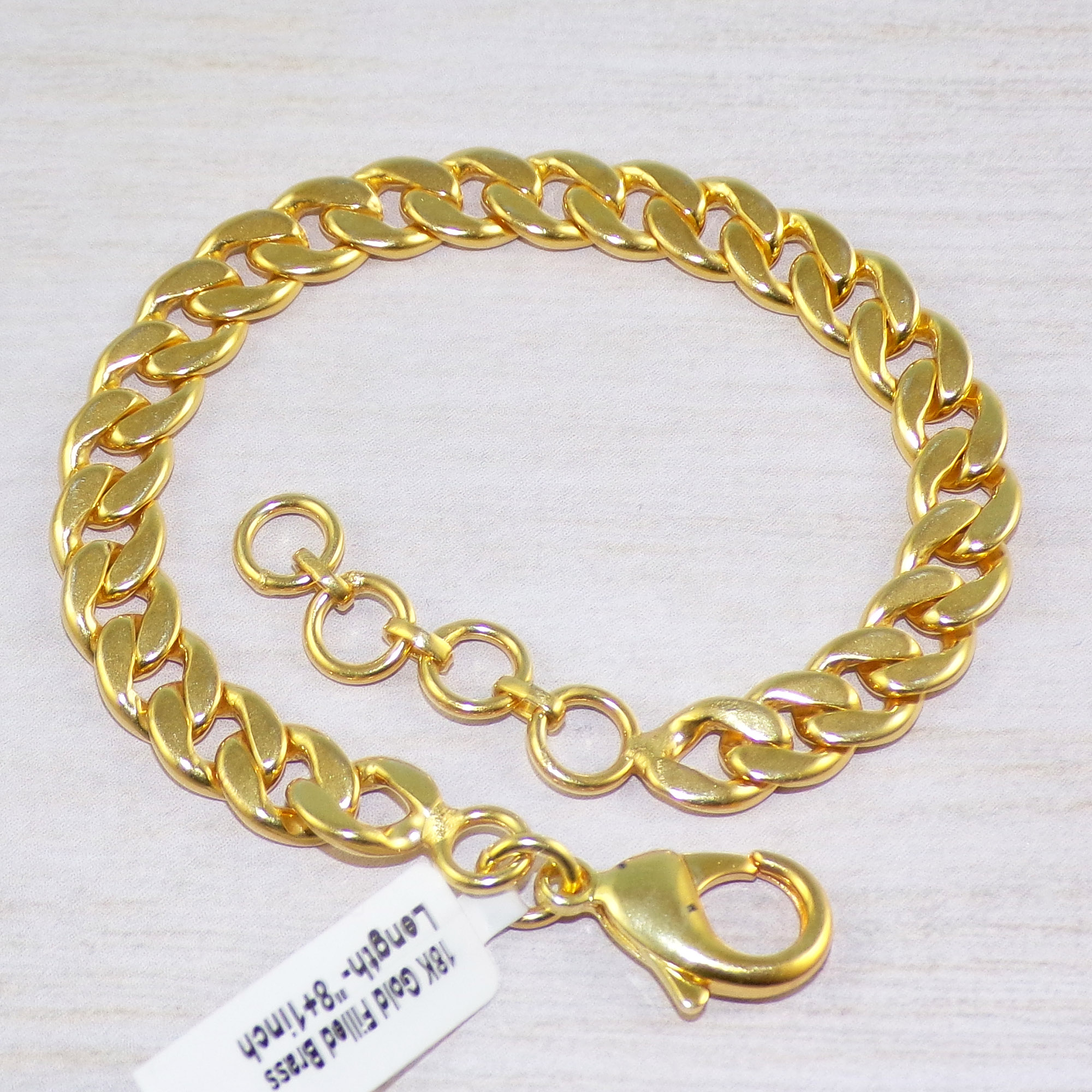 8+1\"inch Brass Bracelet A - PBB999  18K Yellow Gold Plated Plain Bracelet